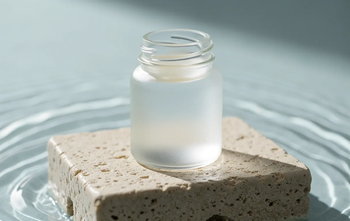 Premium wellness products on limestone